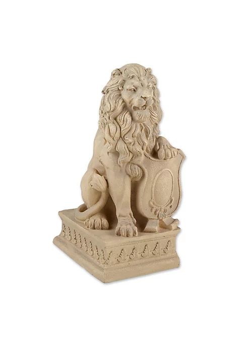 Summerfield Terrace Lion with Shield Garden Statue - Ivory 7 Summerfield Terrace Lion with Shield Garden Statue - Ivory - Image 6