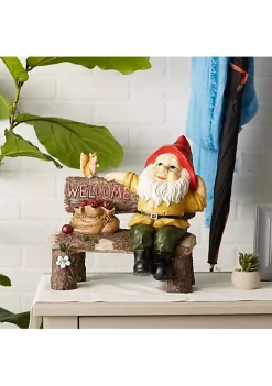 Summerfield Terrace Garden Gnome and Squirrel on Welcome Bench -Bella-Vita || Summerfield Terrace Shop Belk 1255