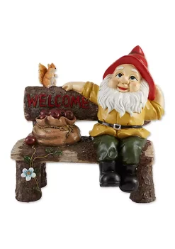Summerfield Terrace Garden Gnome and Squirrel on Welcome Bench -Bella-Vita || Summerfield Terrace Shop Belk 1258