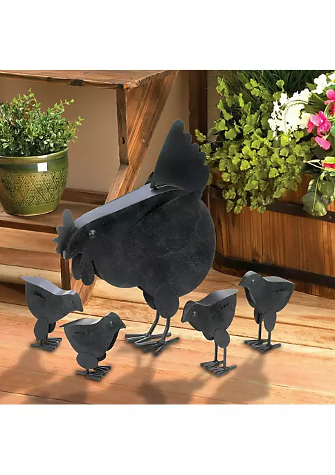 Summerfield Terrace Rusted Metal Hen Family Garden Art 4 Summerfield Terrace Rusted Metal Hen Family Garden Art - Image 2