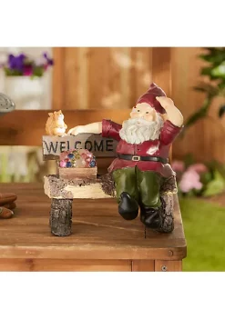 Summerfield Terrace Solar Gnome on Welcome Bench with Light-Up Jewels -Bella-Vita || Summerfield Terrace Shop Belk 1392