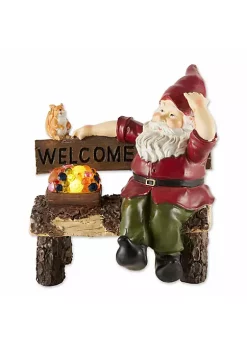 Summerfield Terrace Solar Gnome on Welcome Bench with Light-Up Jewels -Bella-Vita || Summerfield Terrace Shop Belk 1394