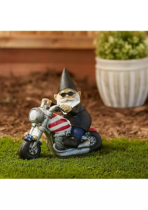 Summerfield Terrace Biker Gnome Solar Garden Statue 6 Summerfield Terrace Biker Gnome Solar Garden Statue - Image 4