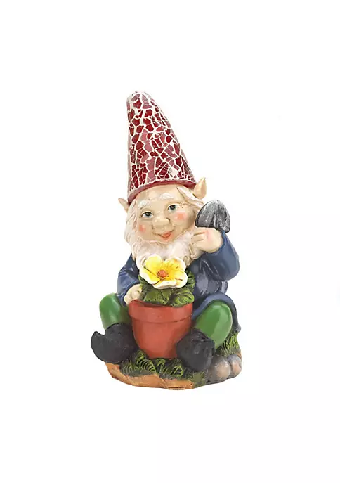 Summerfield Terrace Gardening Gnome with Flower Solar Garden Statue 7 Summerfield Terrace Gardening Gnome with Flower Solar Garden Statue - Image 5