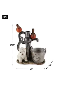 Summerfield Terrace Terrier Puppy with Birds Solar Garden Light with Flower Pot -Bella-Vita || Summerfield Terrace Shop Belk 991