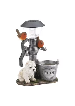 Summerfield Terrace Terrier Puppy with Birds Solar Garden Light with Flower Pot -Bella-Vita || Summerfield Terrace Shop Belk 992